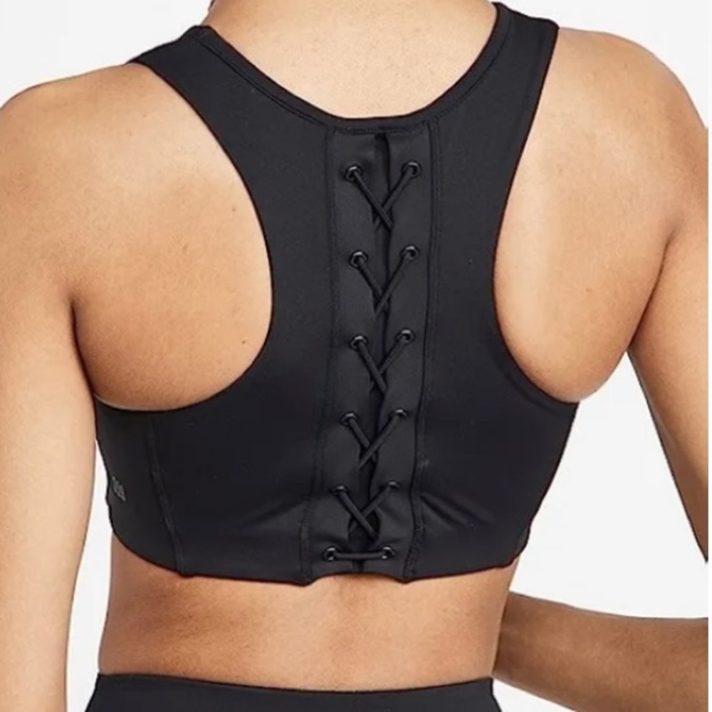 Splits59 Black Lace-Up Racerback Sports Bra